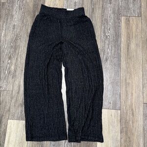 SO Black Ribbed Ladies High Rise Wide Leg Pant
